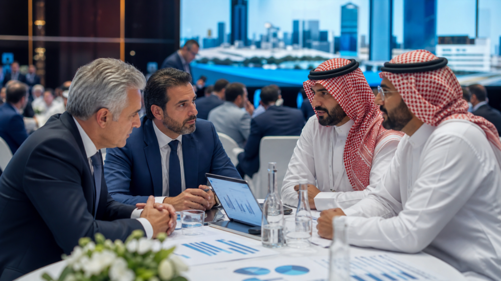رجال أعمال يناقشون فرص الشراكة بين السعودية واليونان في بيئة عمل حديثة