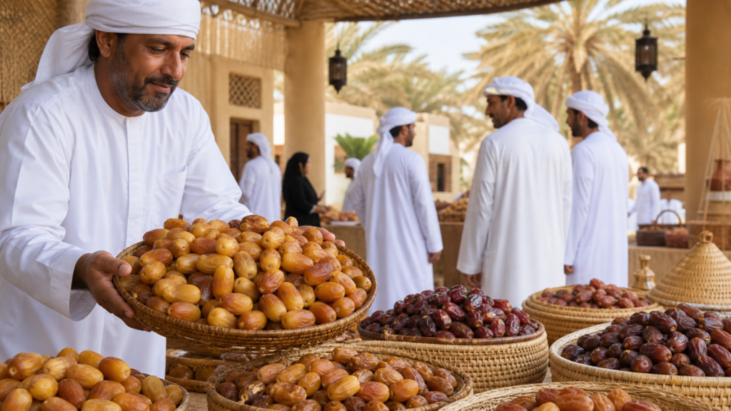 سلال من الرطب الإماراتي في جناح تذوق بمهرجان ليوا