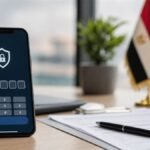 هاتف يعرض رمز تحقق رقمي بجوار مستندات تمويل مصرية