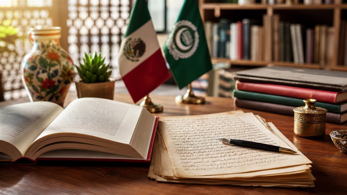 كتاب بالإسبانية وأوراق ترجمة عربية في مكتبة ثقافية