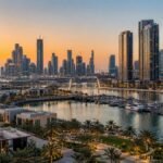 أبراج ومشروعات سكنية حديثة على واجهة مائية في الإمارات