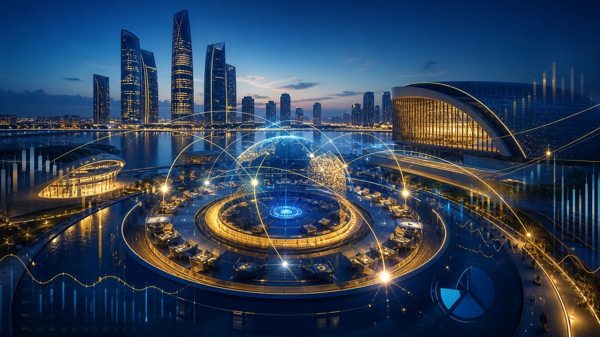 مشهد مالي حديث في أبوظبي يربط قاعة مؤتمر عالمية بشبكات استثمار رقمية