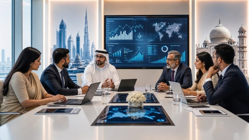 رجال أعمال من دبي والهند يناقشون شراكة تجارية رقمية