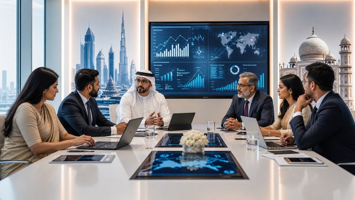 رجال أعمال من دبي والهند يناقشون شراكة تجارية رقمية