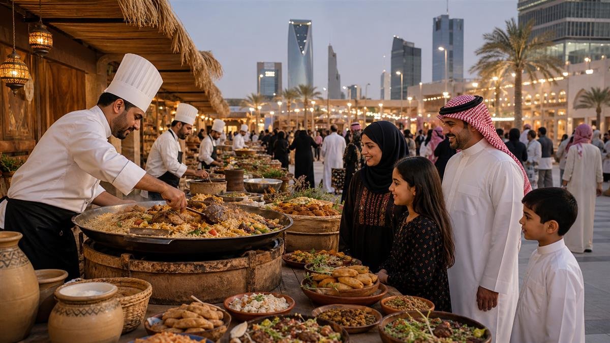طهاة وعائلات يستكشفون أطباقًا سعودية في مهرجان طعام بالرياض