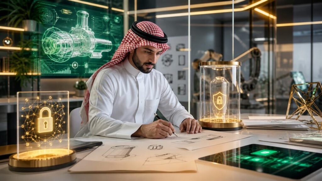 مبتكر سعودي يعمل على تصميم محمي بأدوات الملكية الفكرية