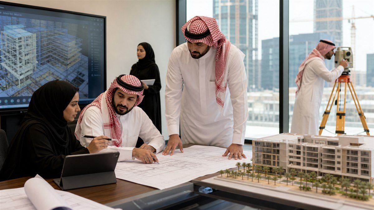مختصون سعوديون يراجعون مخططات عقارية وأجهزة مسح هندسي