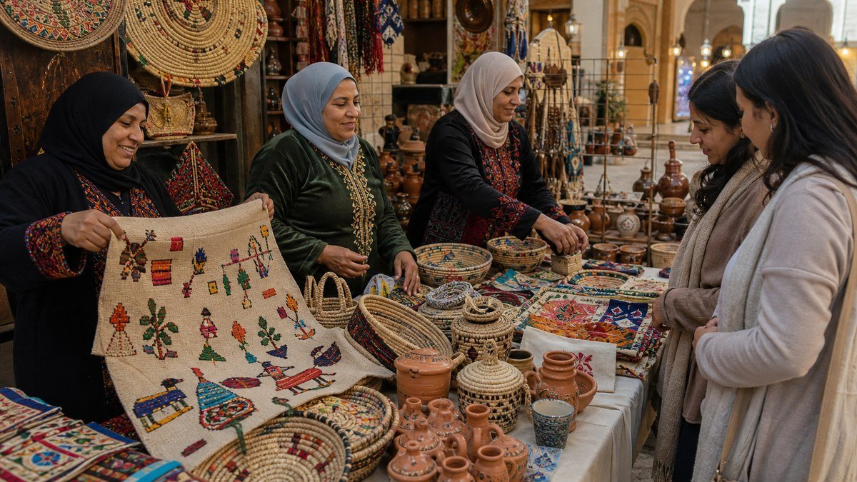 حرفيات من صعيد مصر يعرضن منتجات تراثية في بازار بالقاهرة
