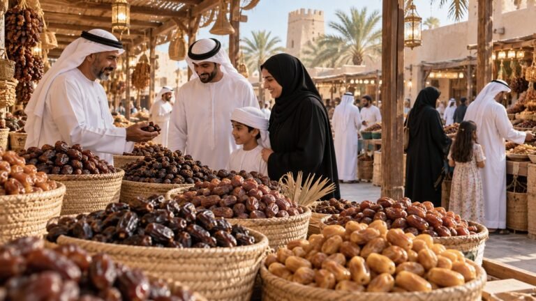 تشكيلة من التمور الإماراتية الطازجة معروضة في مهرجان تمور الذيد