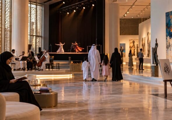 قاعة فنية في المجمع الثقافي بأبوظبي تجمع عرضًا وموسيقى ومعرضًا تشكيليًا