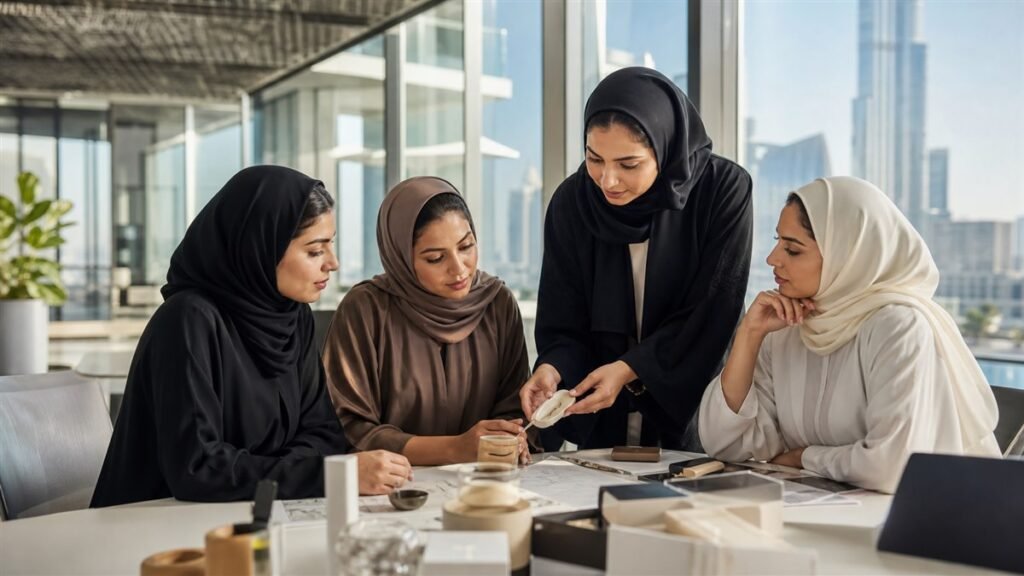 رائدات أعمال إماراتيات يناقشن خطط مشروعات داخل مركز أعمال بأبوظبي