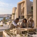 فريق معماري وترميم يتابع استكمال متحف إخناتون المطل على النيل في المنيا