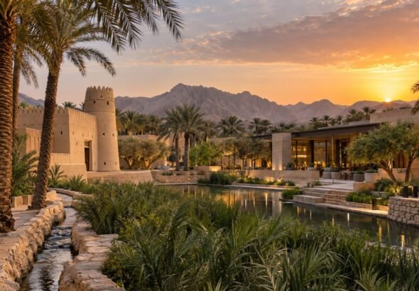 واحة ومبان تراثية ومركز ثقافي حديث يعكس تطوير وجهات العين