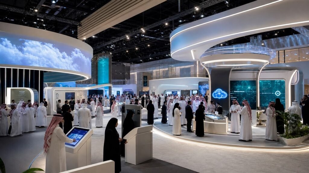 زوار يستكشفون منصات وخدمات حكومية رقمية في معرض تقني بالرياض