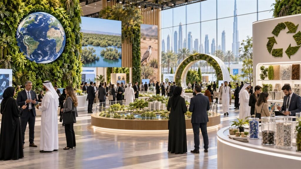 قاعة مؤتمر بيئي في دبي تضم منصات للاستدامة والاقتصاد الدائري