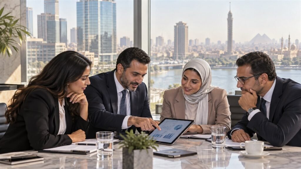 مستثمرون ورواد أعمال يراجعون بيانات اقتصادية في اجتماع حديث بالقاهرة