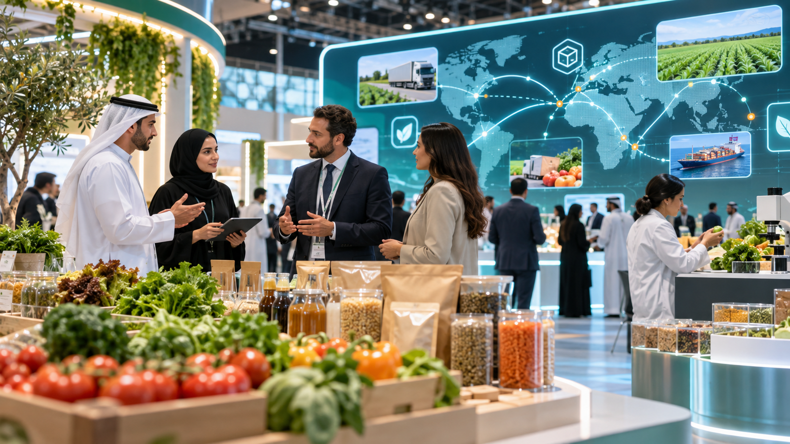 خبراء أغذية يناقشون التتبع الرقمي وسلاسل الإمداد وسط منتجات زراعية متنوعة