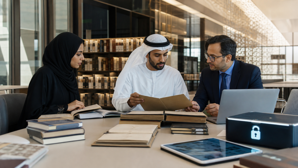 باحثون يراجعون كتبًا ووثائق رقمية لحماية حقوق النشر في الإمارات